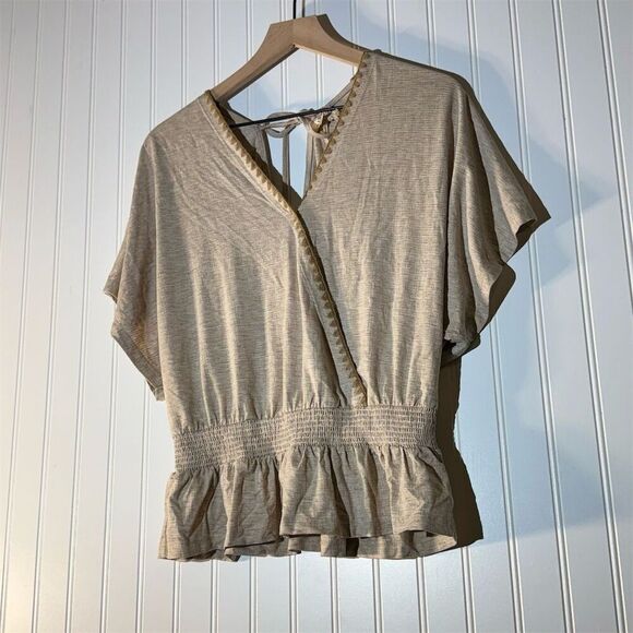 Hem & Thread Boho Peasant Top M Smocked Waist Ruffle Hem Cottagecore Rave NWT - Picture 3 of 10